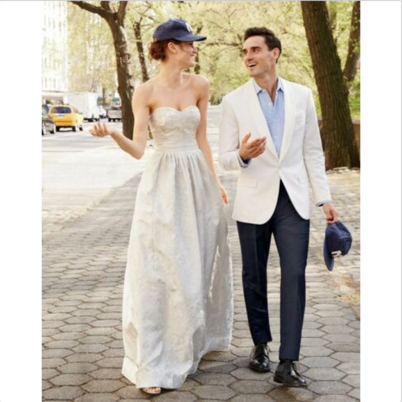 J. CREW ELLA STRAPLESS JACQUARD WEDDING GOWN DRESS